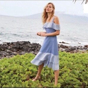 J crew Striped Cold- Shoulder Silk Dress Size 00